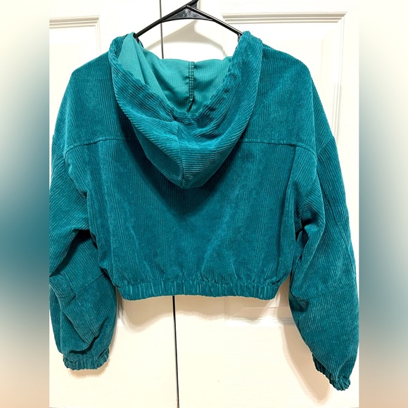 Cropped corduroy teal jacket - Picture 2 of 2